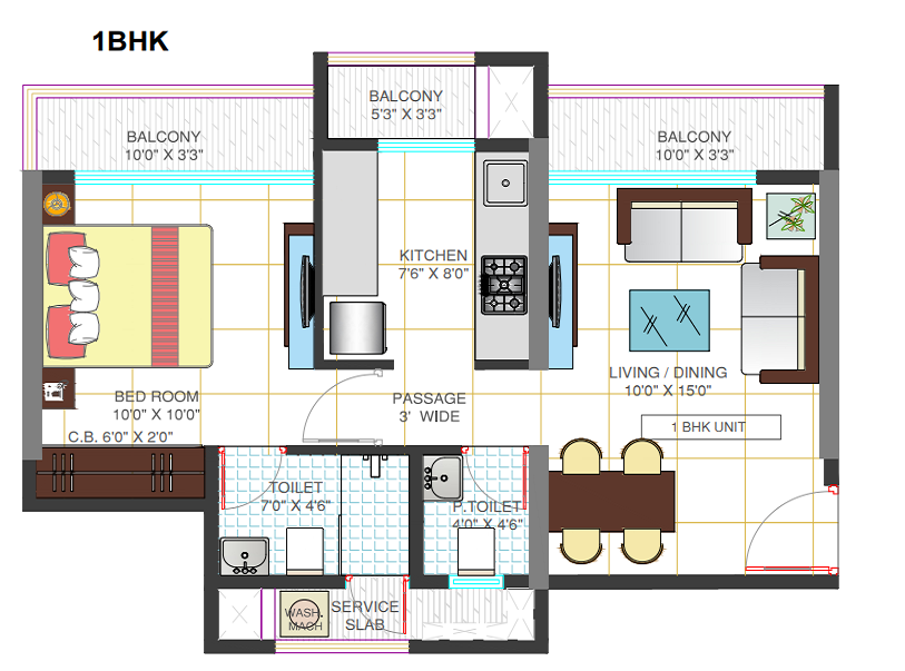 Larkins 315 Panchpakhadi Thane 1BHK Plan