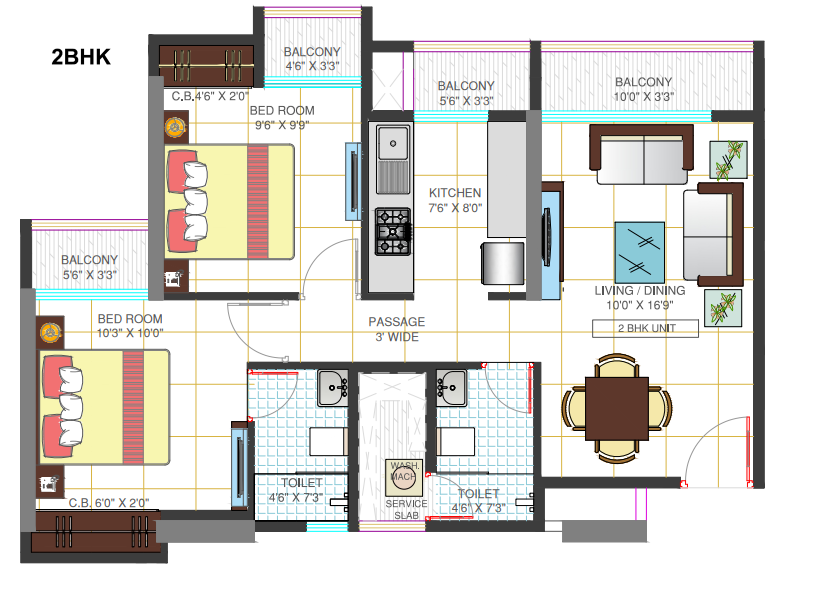 Larkins 315 Panchpakhadi Thane 2BHK Plan